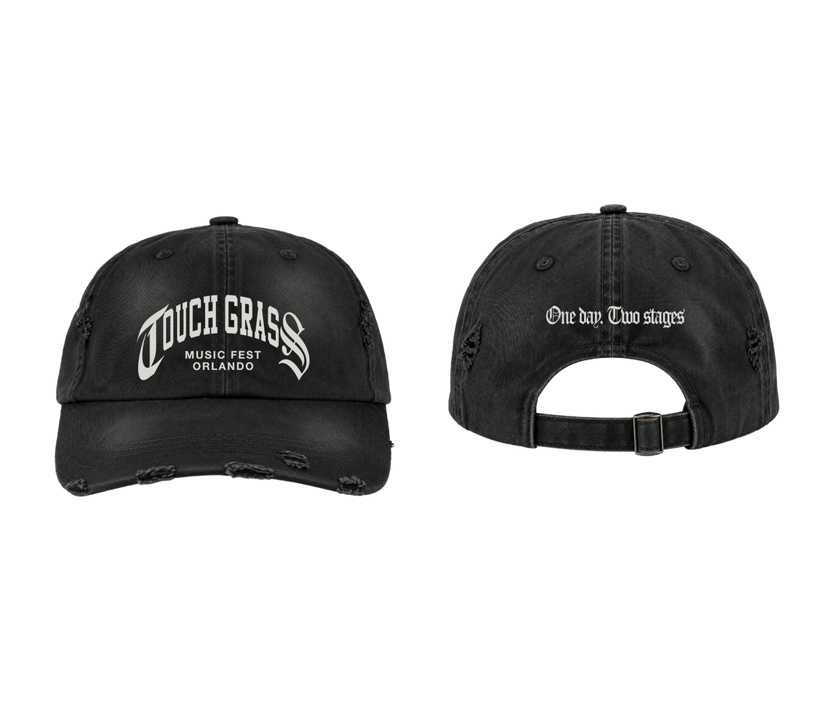 TGMF Arched Crest Washed Black Dad Hat